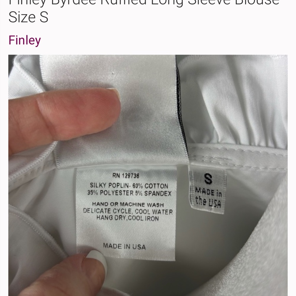Perfect condition Finley Classic White Blouse with Ruffles - Picture 9 of 11